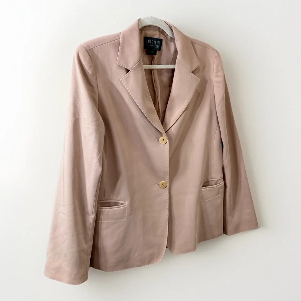 Lafayette 148 New York Career Long Sleeve Pale Pink Quiet Luxury Wool Blazer 8